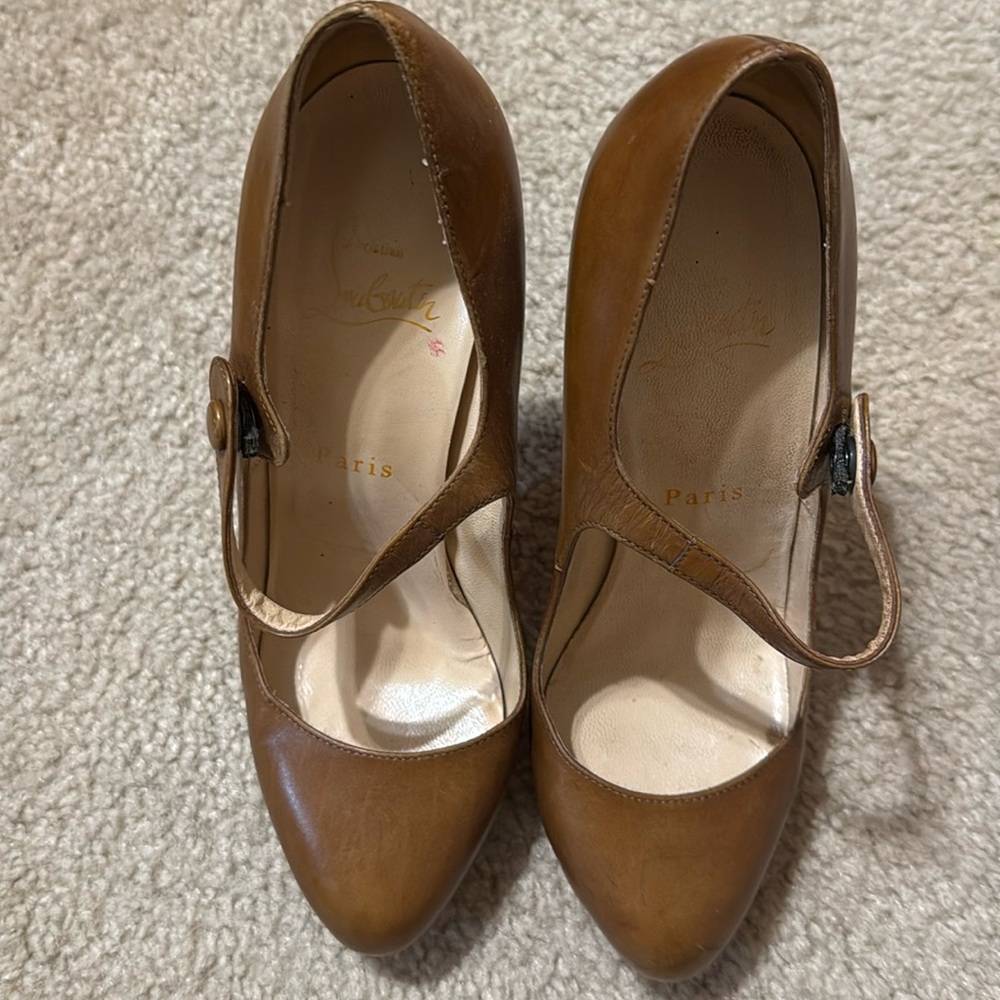 Christian Louboutin Brown Leather Mary Janes
